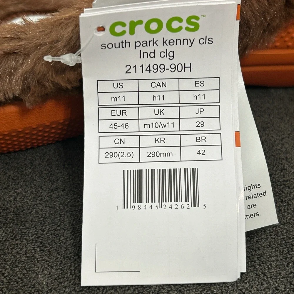 Crocs South Park Kenny Classic Lined Clog Mens 11 Orange Fur Slip On 211499-90H